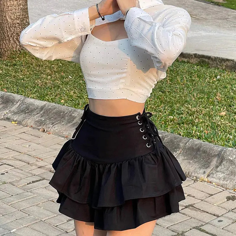 Personalized Dark Style Side Waist Belt Skirt